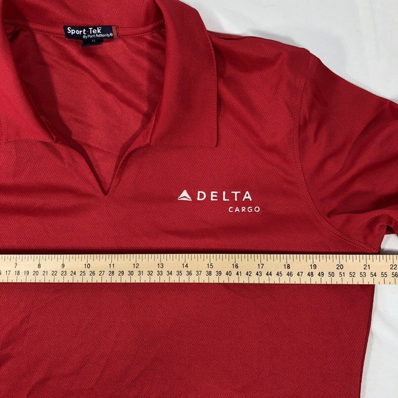 DELTA CARGO SPORT TEK PORT AUTHORITY RED POLO SHIRT WOMENS XL SHORT SLEEVE - Picture 11 of 12